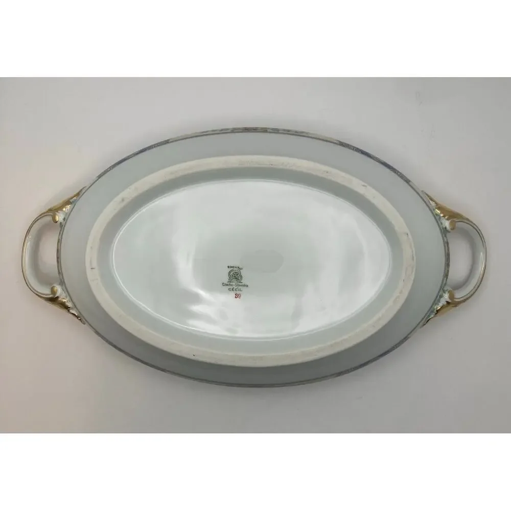 VTG Bohemia Ceramic Works Cecil Pattern Lidded Oval Casserole Czechoslovakia